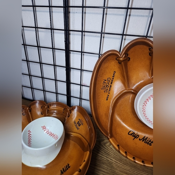 Vintage Rawlings Baseball Glove Snack Bowls Chips And Dip Bowls - Picture 3 of 6